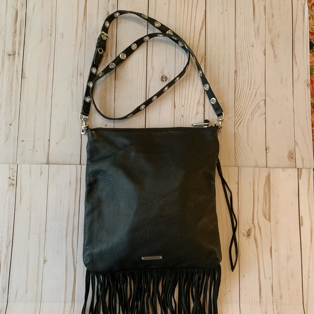 Rebecca Minkoff black cross body fringe purse